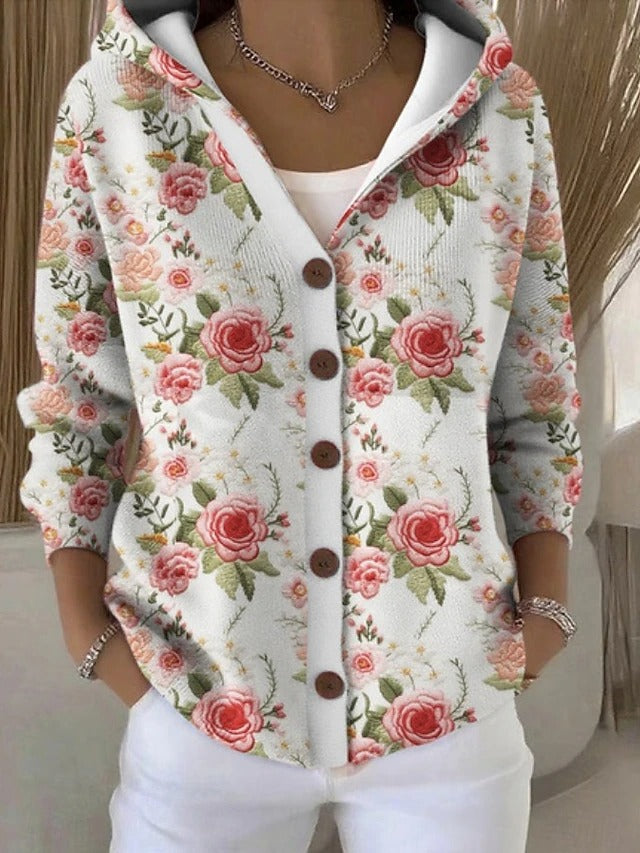 Women's Cozy Long Knit Cardigan in Zartes Rosa