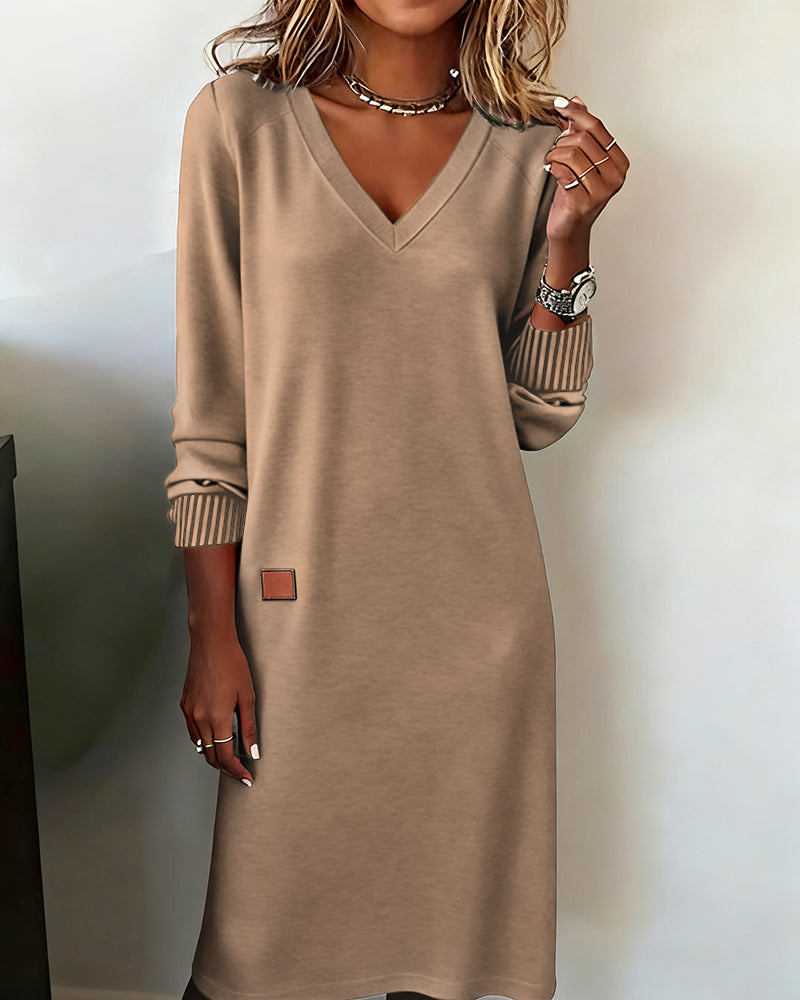 Women's Cozy Midi Sweater Dress for Autumn in Khaki