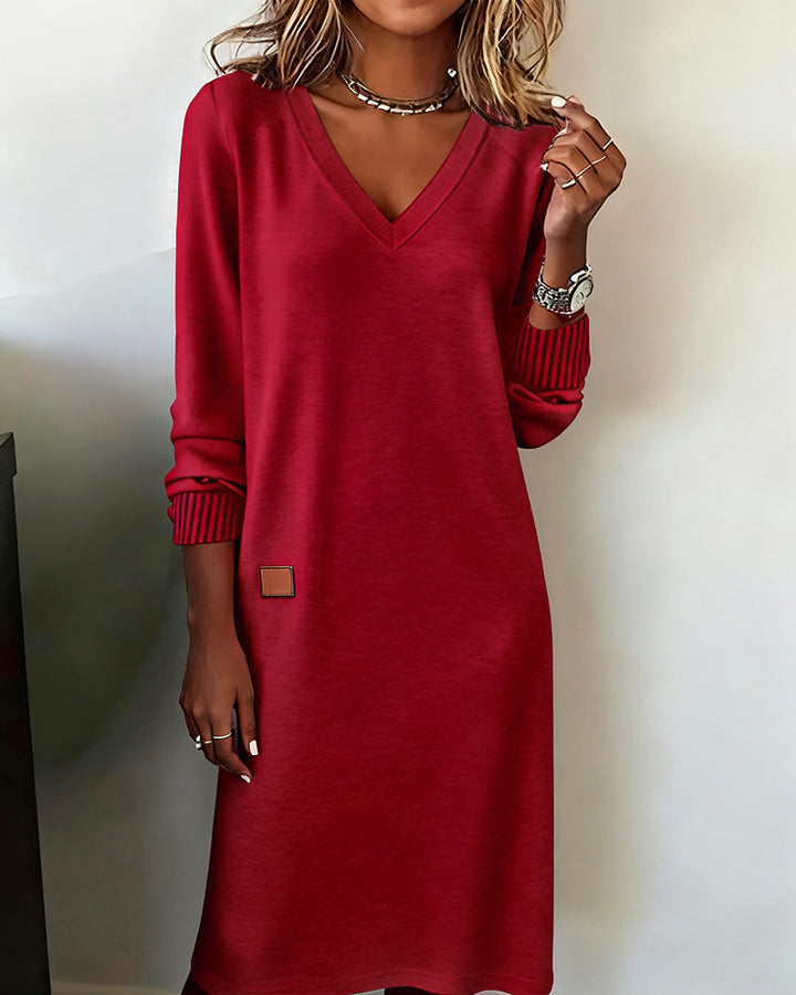 Women's Cozy Midi Sweater Dress for Autumn in Red