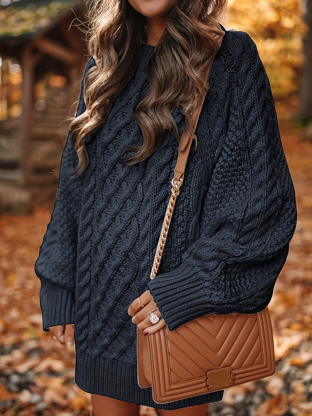 Women's Cozy Mini Knitted Dress in Black 3
