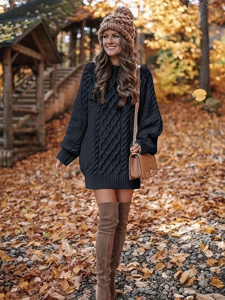 Women's Cozy Mini Knitted Dress in Black 5