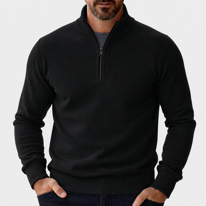 Women's Cozy Zip Sweater for Everyday Wear in Black