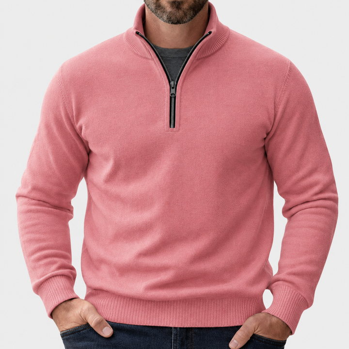 Women's Cozy Zip Sweater for Everyday Wear in Pink