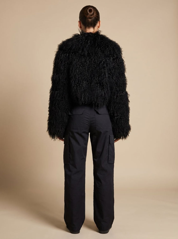 Women's Cropped Puffer Coat Faux Fur (3)