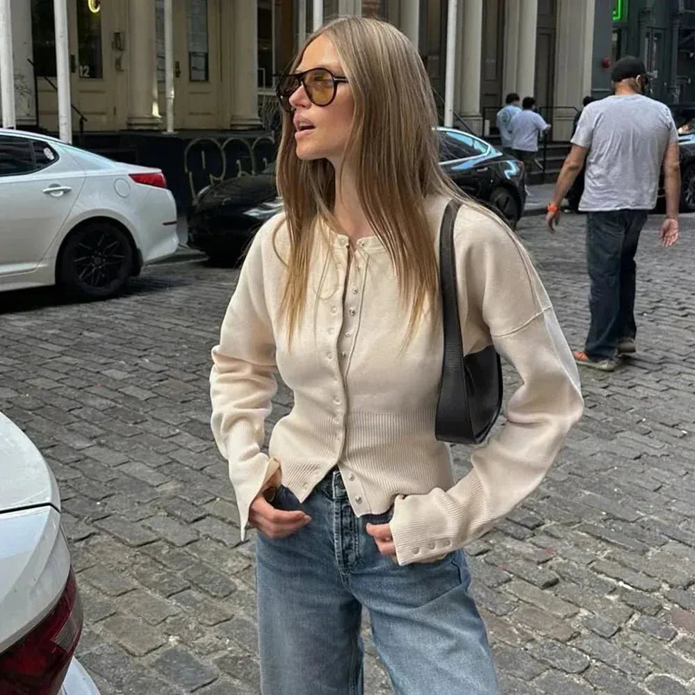 Women's Cropped Ribbed Cardigan for Autumn (3)