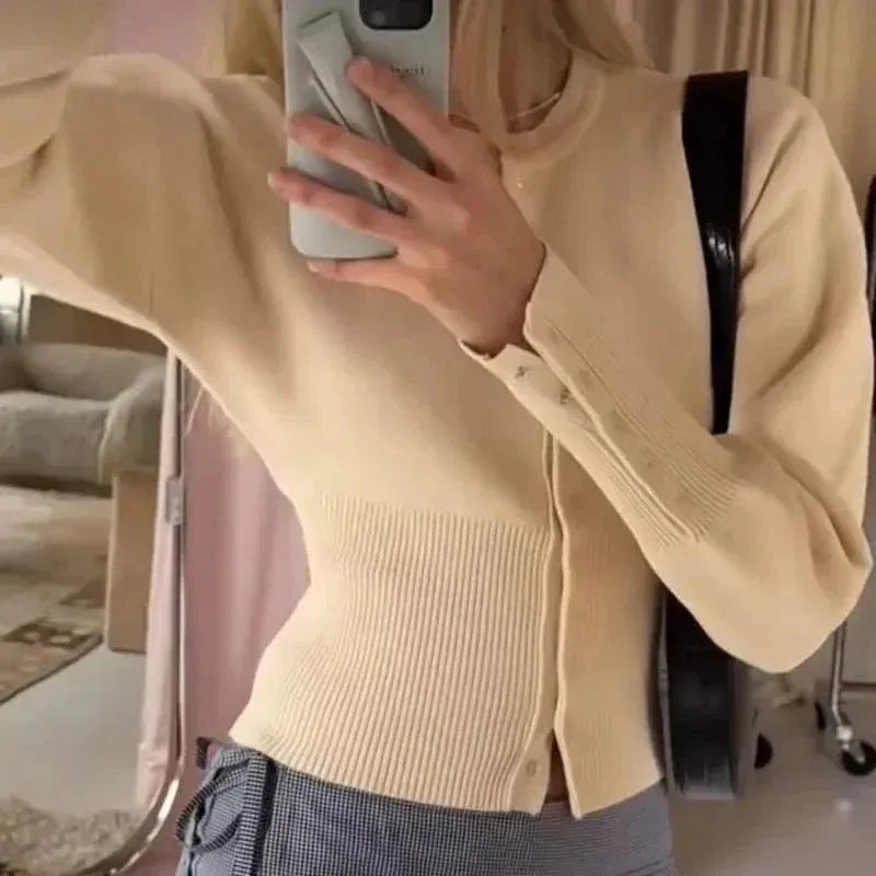 Women's Cropped Ribbed Cardigan for Autumn (5)