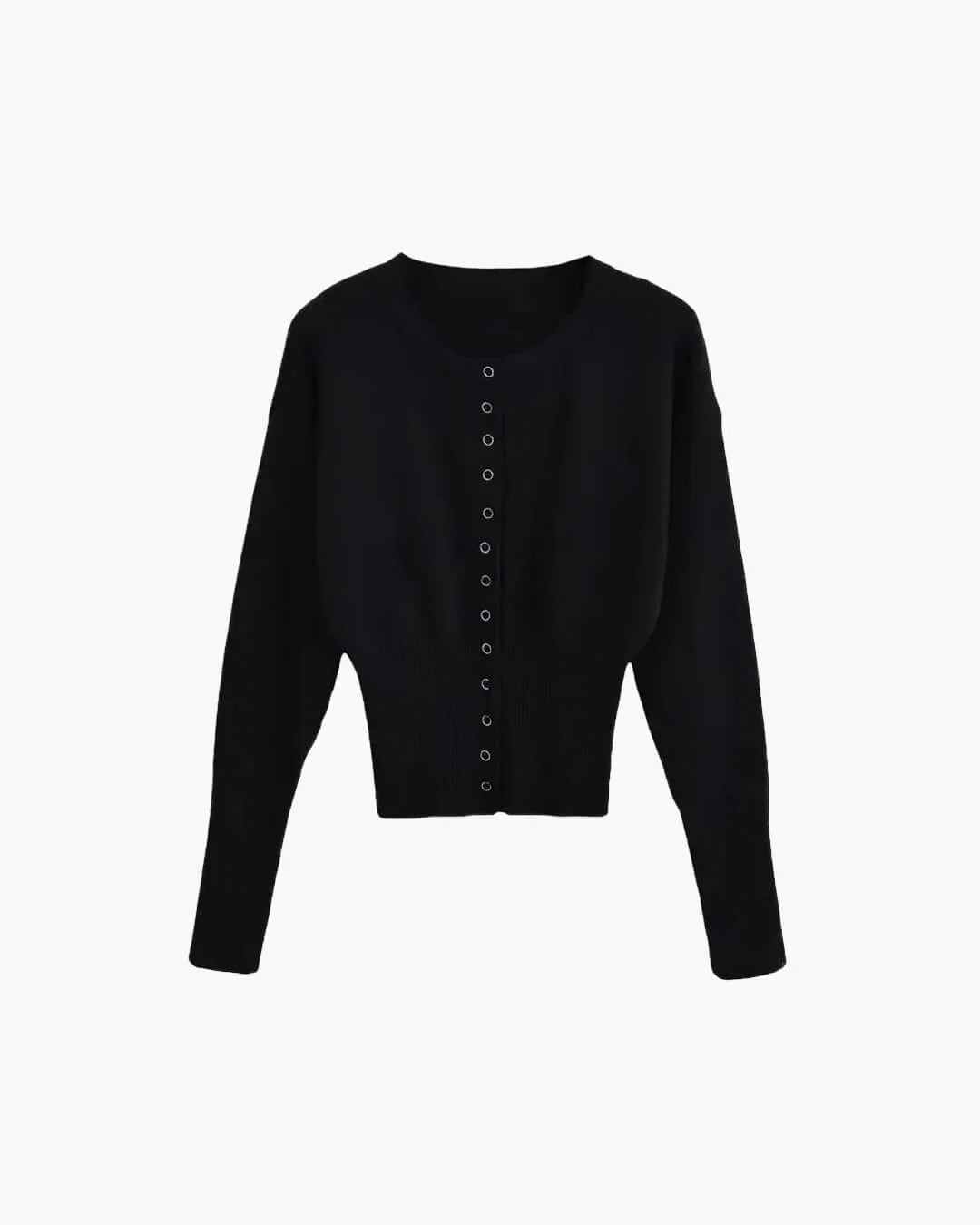 Women's Cropped Ribbed Cardigan for Autumn in Black