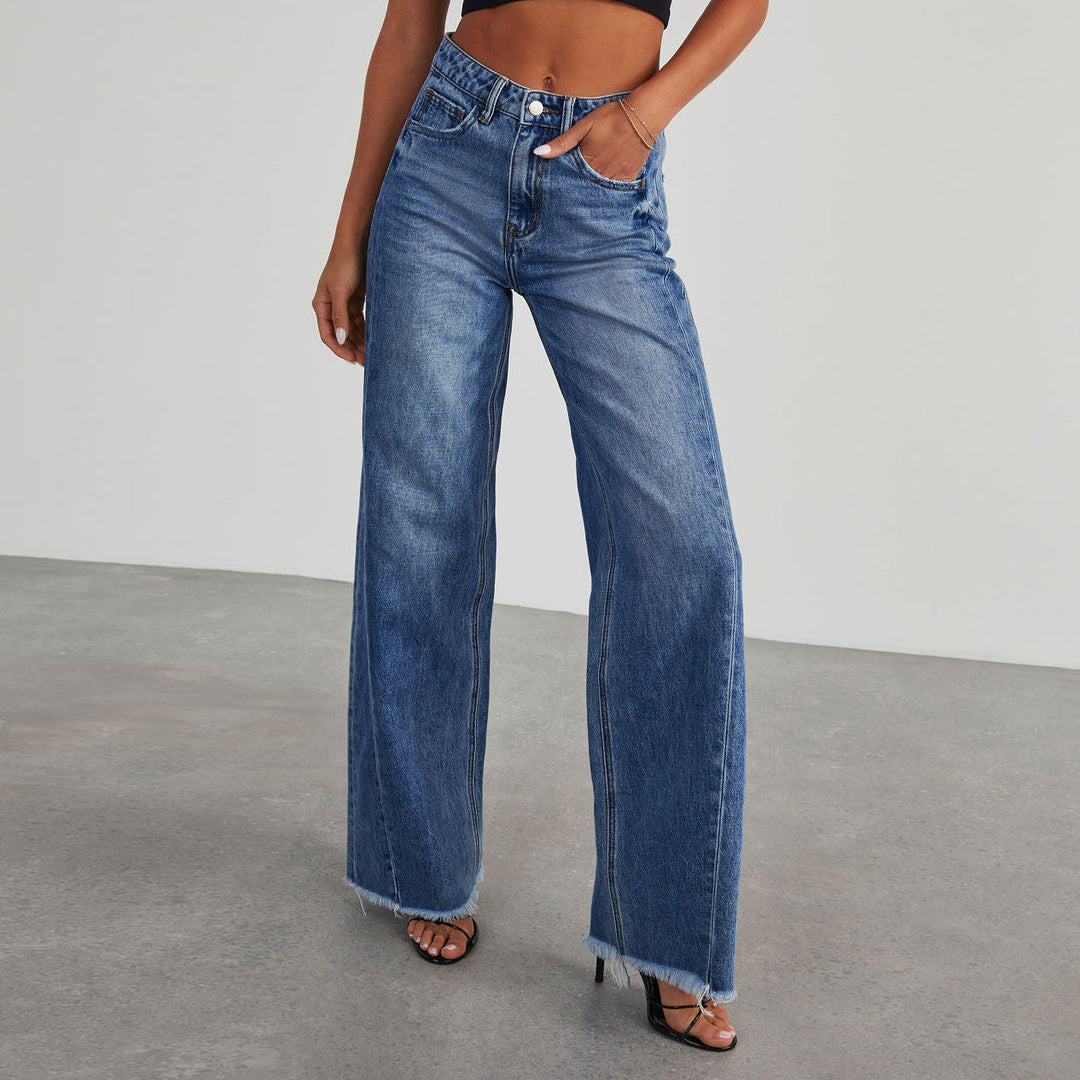 Women's Denim Wide Leg Pants with High Waist (3)