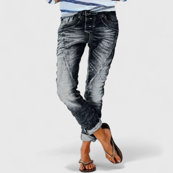 Women's Distressed Slim Jeans for Everyday Wear in Black