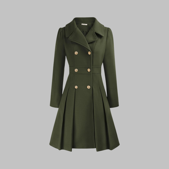Women's Double-Button Trench Coat for Autumn in Army Green