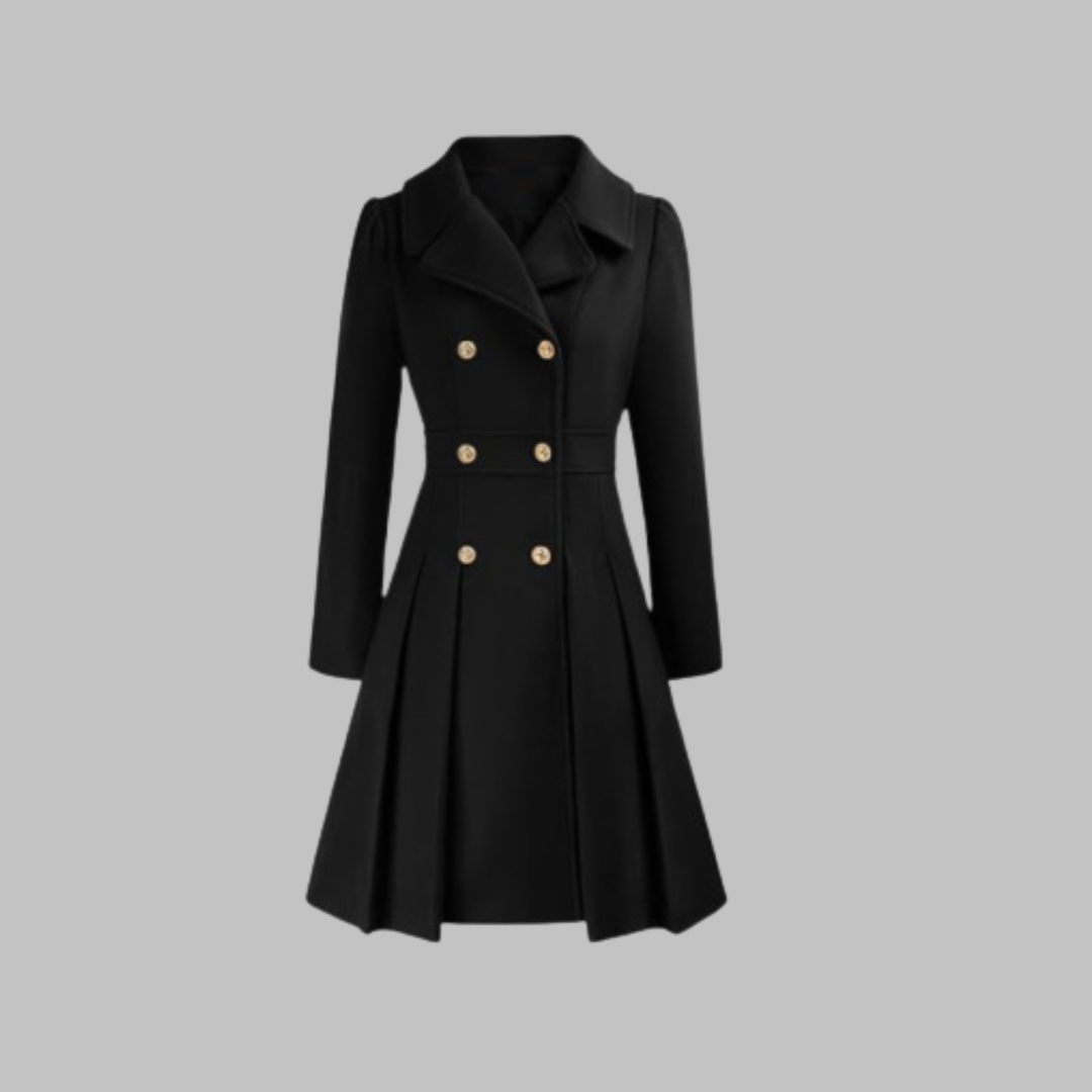 Women's Double-Button Trench Coat for Autumn in Black