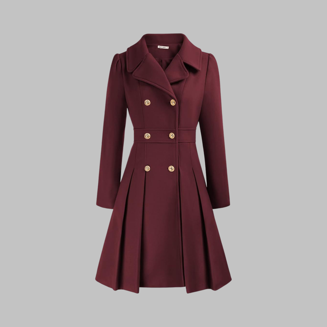 Women's Double-Button Trench Coat for Autumn in Burgundy