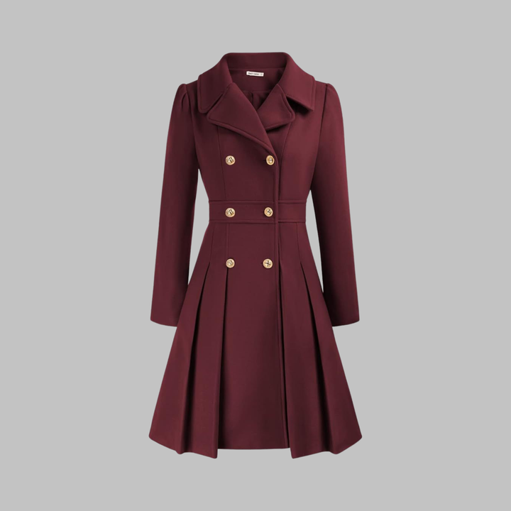 Women's Double-Button Trench Coat for Autumn in Burgundy