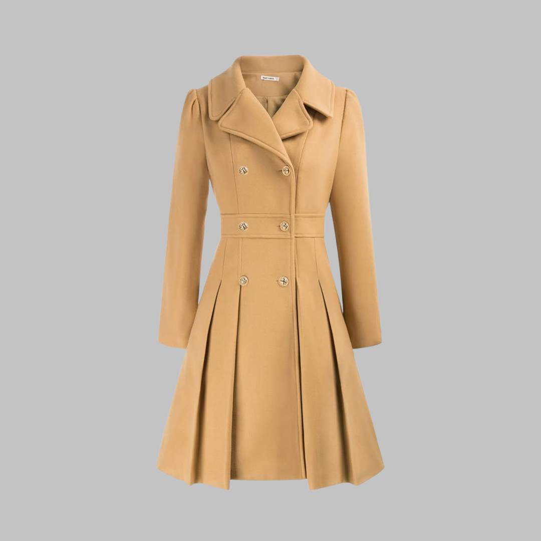 Women's Double-Button Trench Coat for Autumn in Khaki