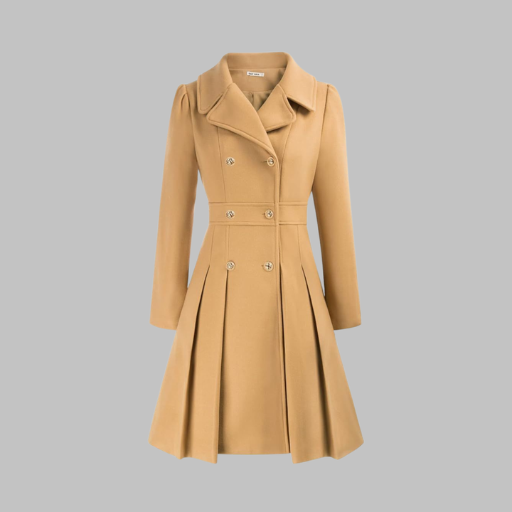 Women's Double-Button Trench Coat for Autumn in Khaki