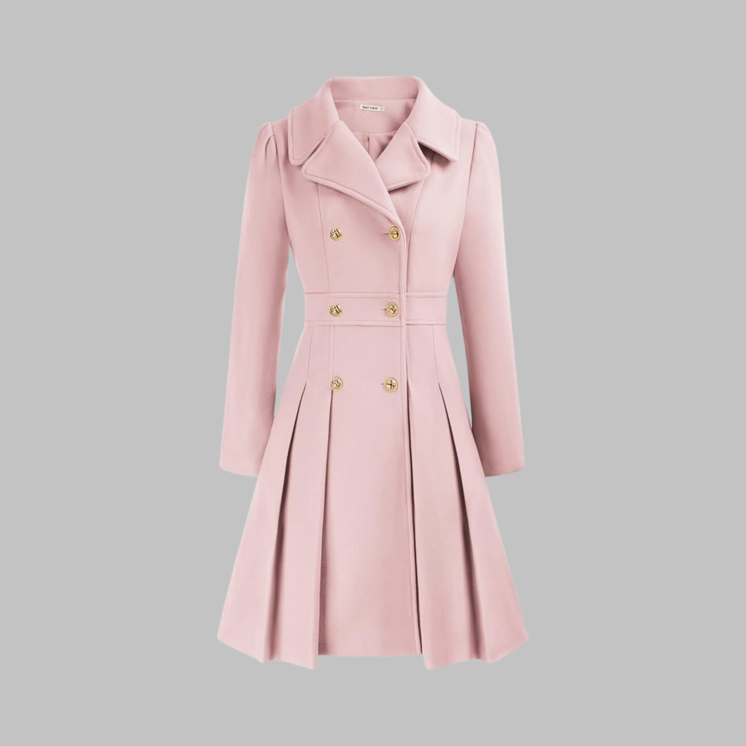 Women's Double-Button Trench Coat for Autumn in Light Pink