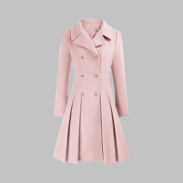 Women's Double-Button Trench Coat for Autumn in Light Pink