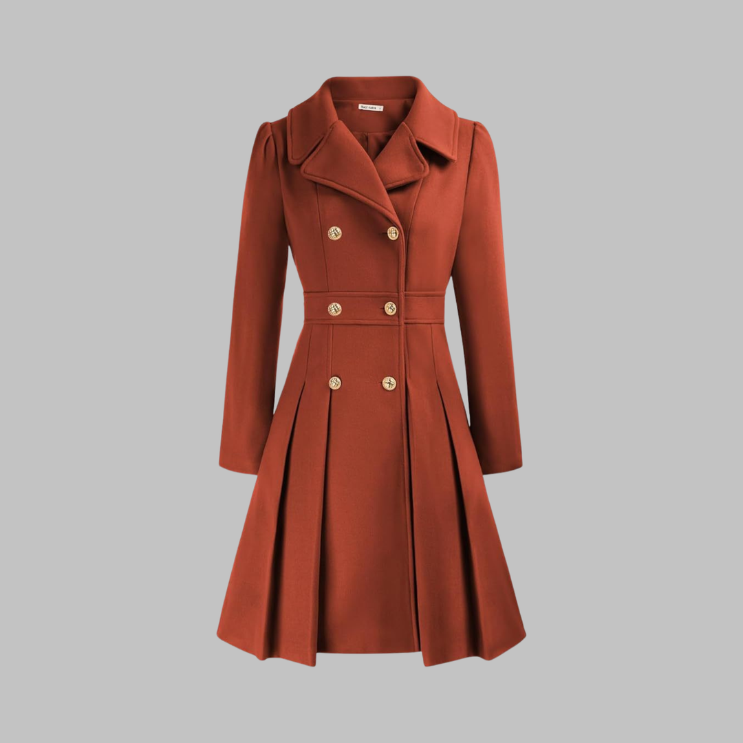Women's Double-Button Trench Coat for Autumn in Orange