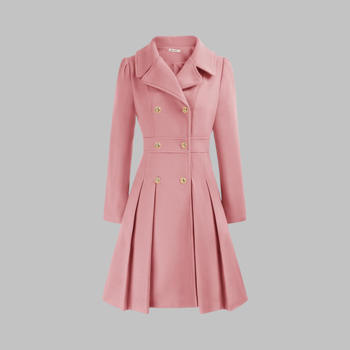 Women's Double-Button Trench Coat for Autumn in Pink