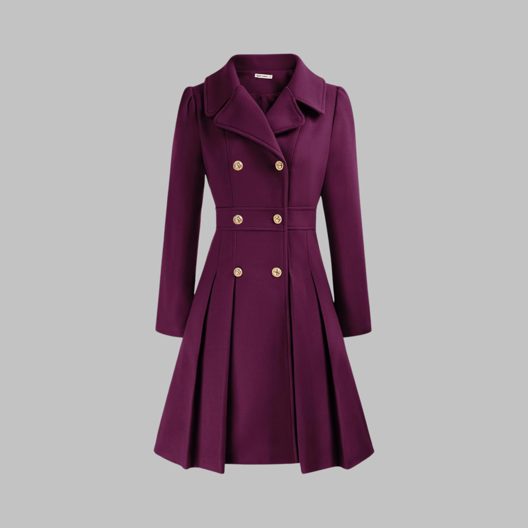 Women's Double-Button Trench Coat for Autumn in Purple