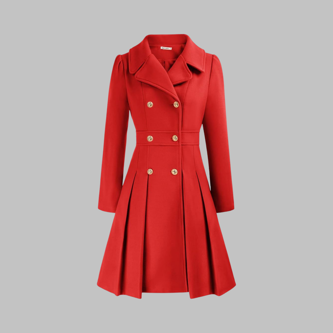 Women's Double-Button Trench Coat for Autumn in Red
