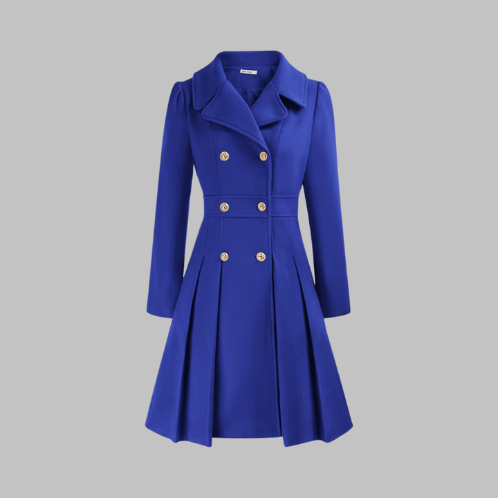 Women's Double-Button Trench Coat for Autumn in Royal Blue