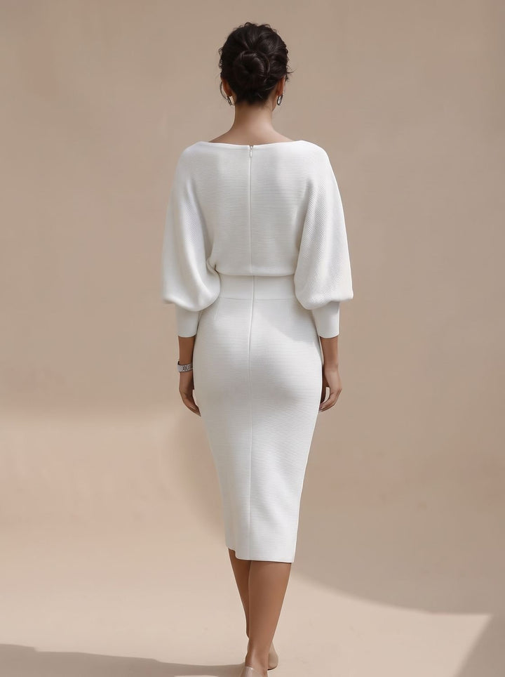Women's Draped Midi Knit Jumper Dress (10)