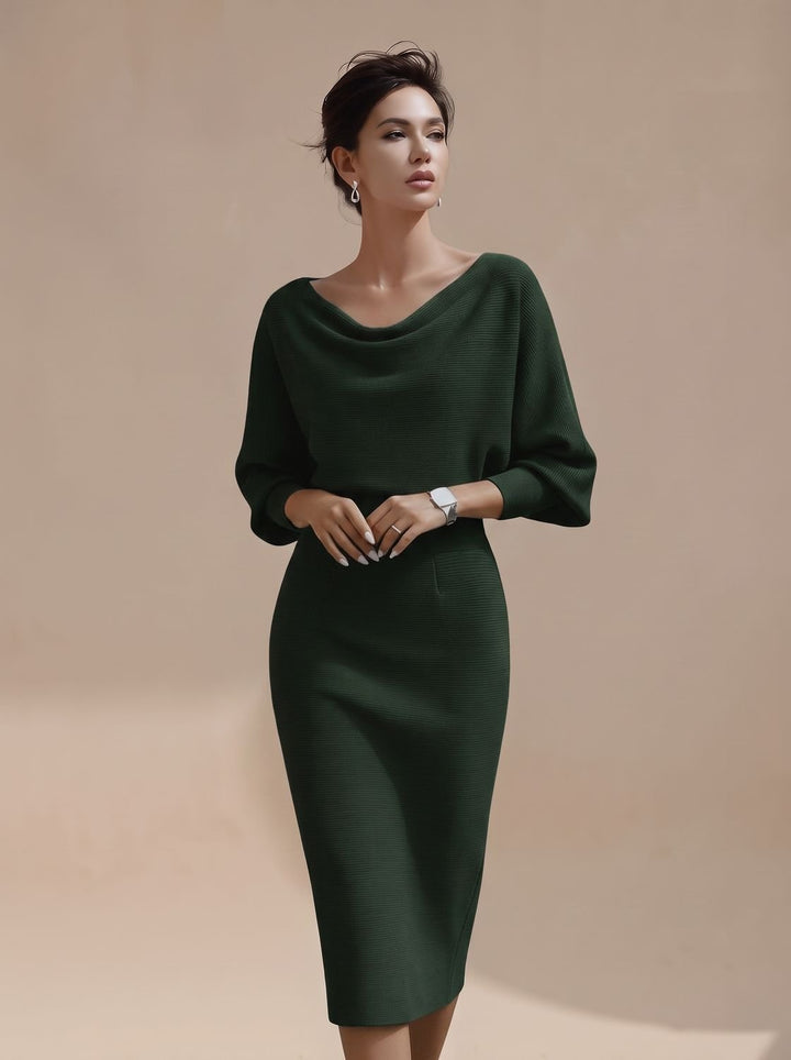 Women's Draped Midi Knit Jumper Dress (5)