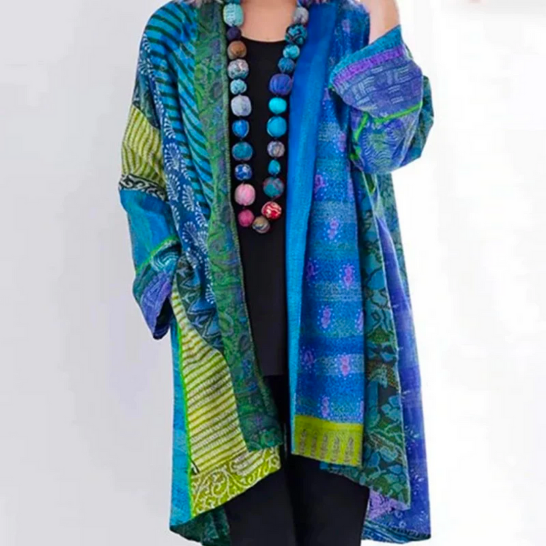 Women's Duster Boho Cardigan with Relaxed Fit in Blue