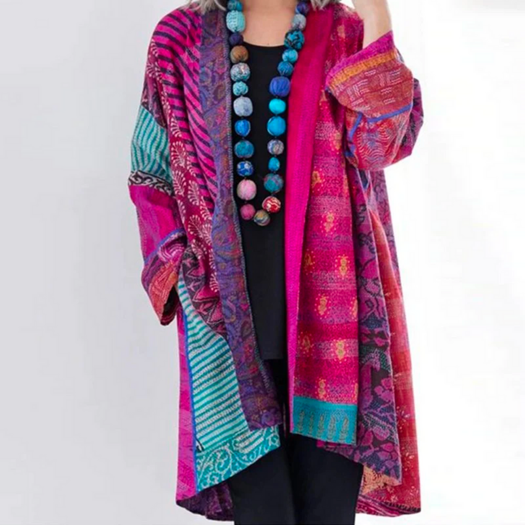 Women's Duster Boho Cardigan with Relaxed Fit in Pink