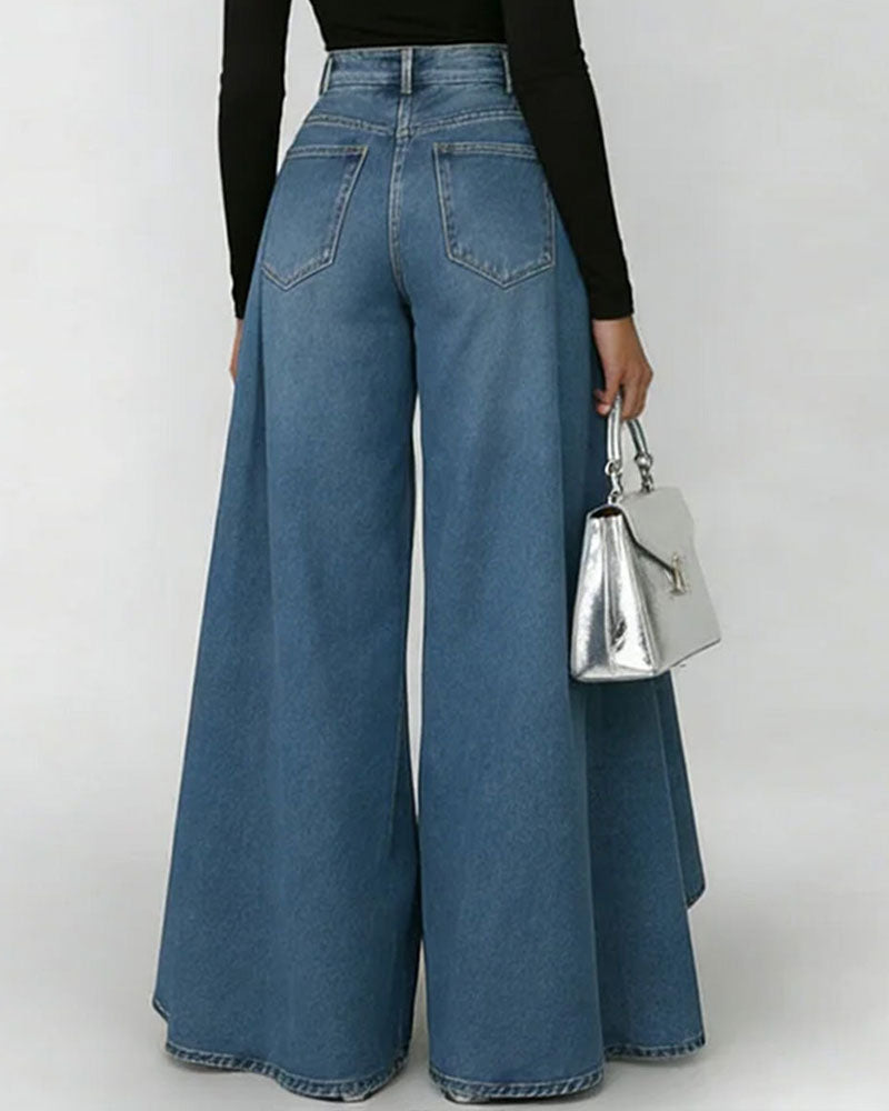 Women's Effortless Wide Denim Pants (2)