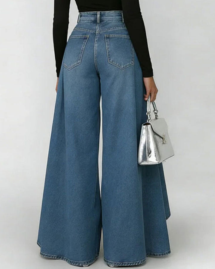 Women's Effortless Wide Denim Pants (2)