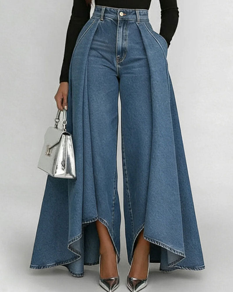 Women's Effortless Wide Denim Pants in Blau Jeans