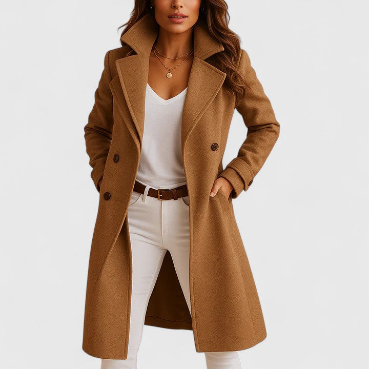 Women's Elegant Autumn Coat for All Occasions in Brown