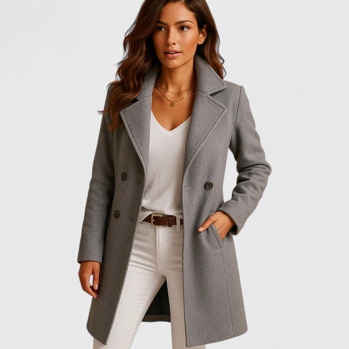 Women's Elegant Autumn Coat for All Occasions in Grey