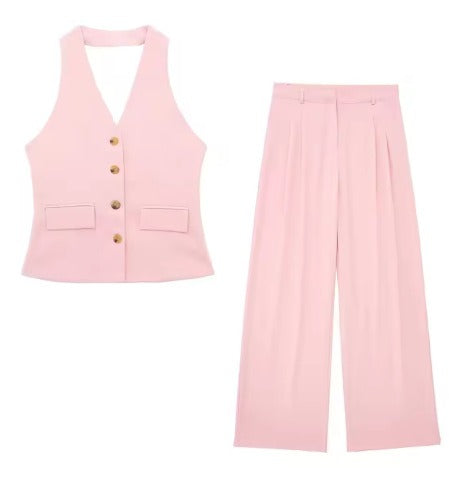 Women's Elegant Autumn Wedding Guest Set in Pink