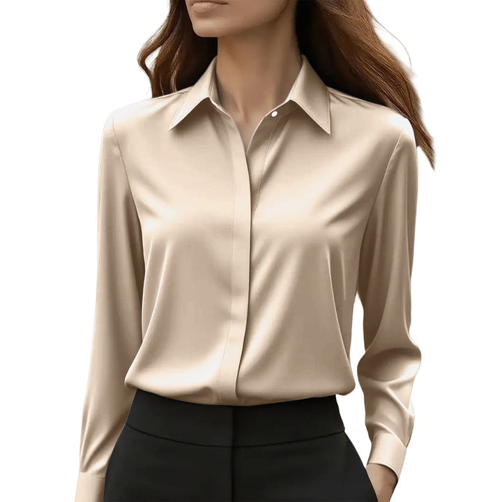 Women's Elegant Blouse with Classic Buttons in Khaki