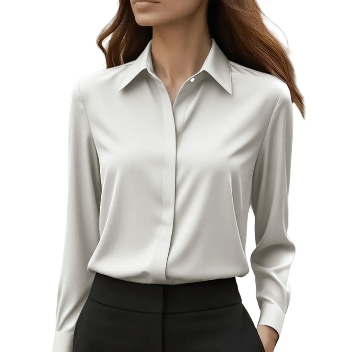 Women's Elegant Blouse with Classic Buttons in Light Grey