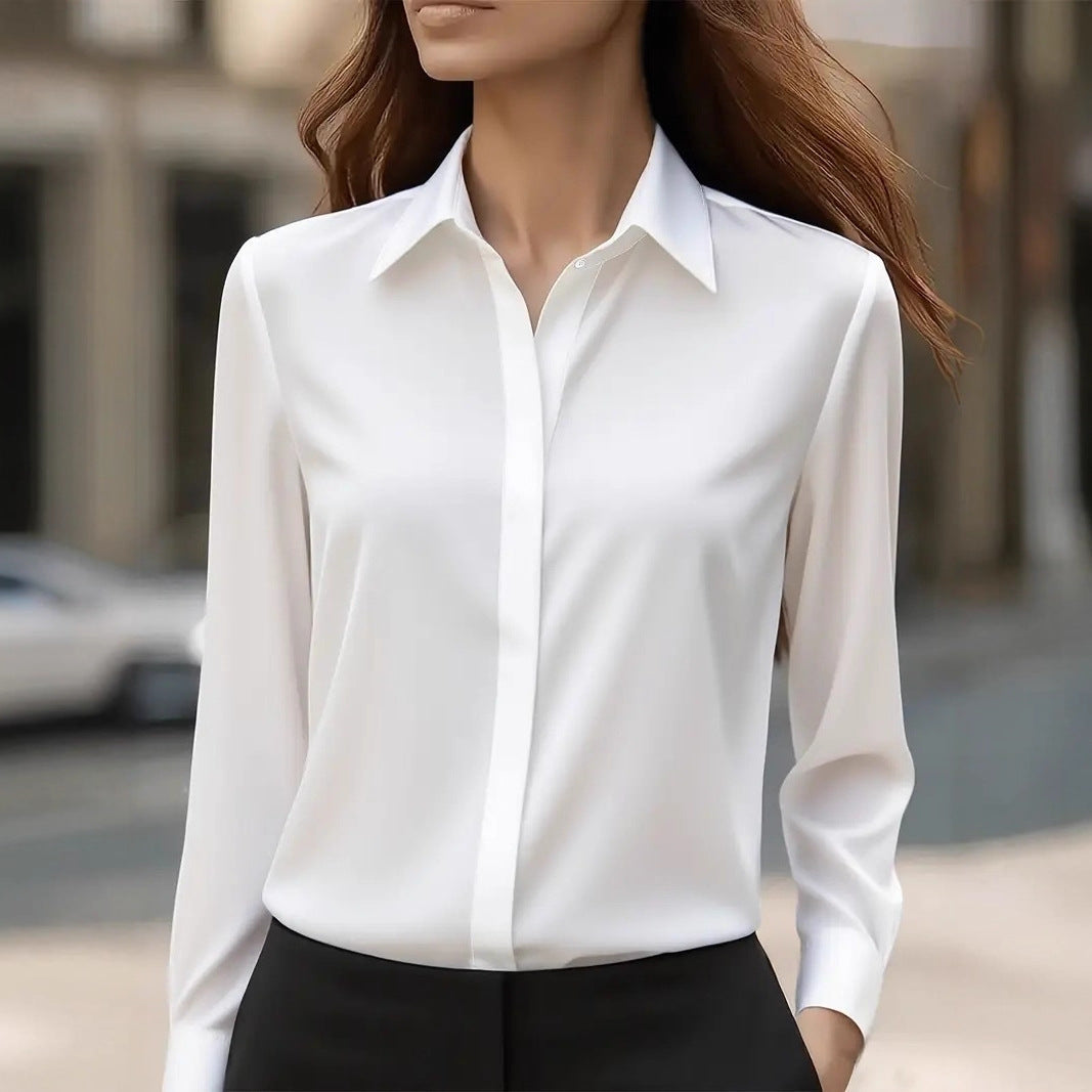 Women's Elegant Blouse with Classic Buttons in White