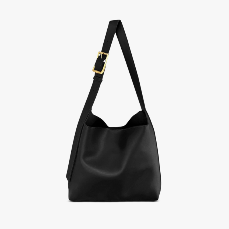Women's Elegant Buckle Handbag for Everyday Wear in Black