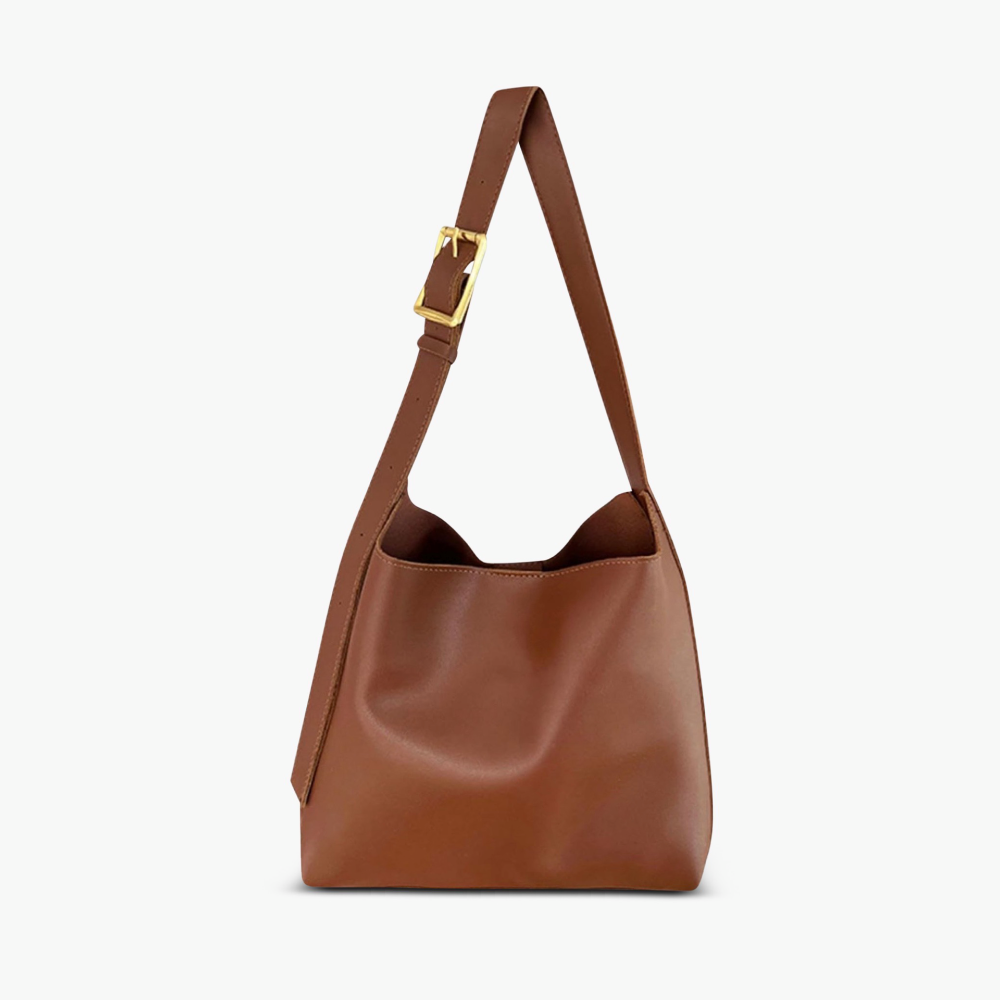 Women's Elegant Buckle Handbag for Everyday Wear in Brown