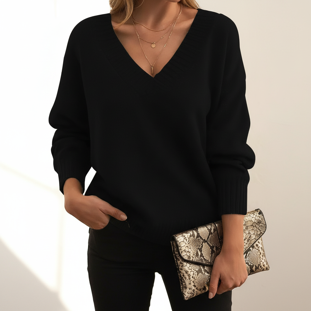 Women's Elegant Cashmere Christmas Jumper with V-Neck (2)