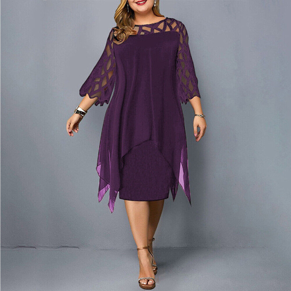 Women's Elegant Dress in Midi for Plus Sizes