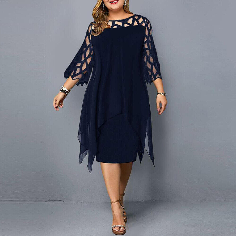 Women's Elegant Dress in Midi for Plus Sizes (2)