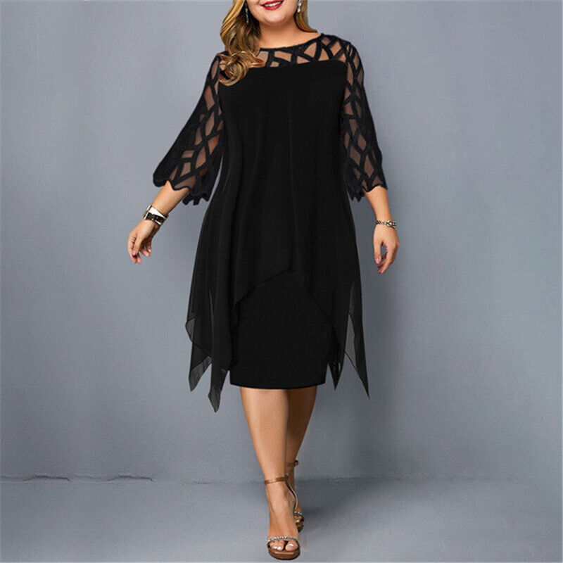 Women's Elegant Dress in Midi for Plus Sizes (4)