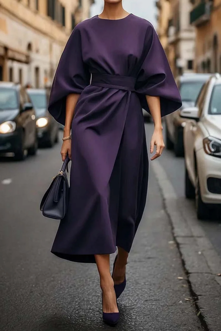Women's Elegant Evening Dress with Voluminous Sleeves in Purple