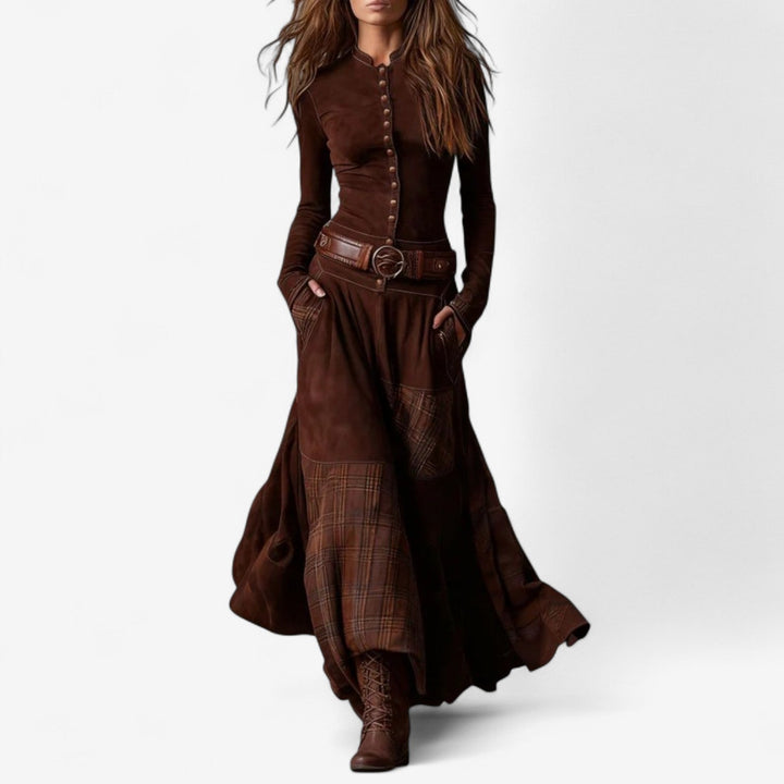 Women's Elegant Fall Suede Dress in Red