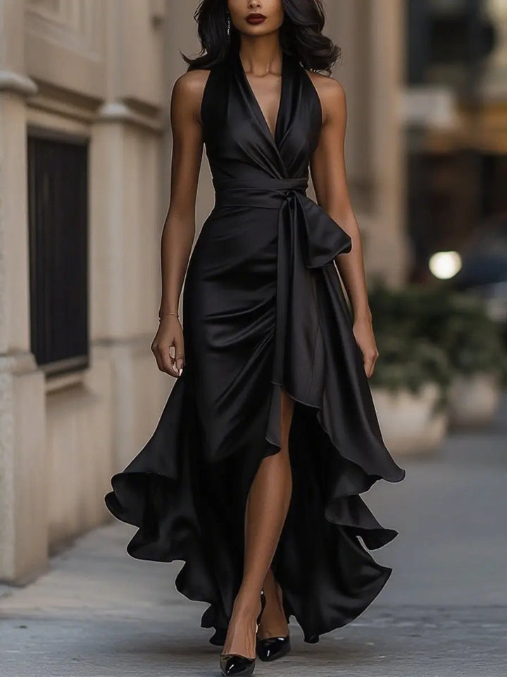 Women's Elegant Fall Wedding Guest Dress in Black