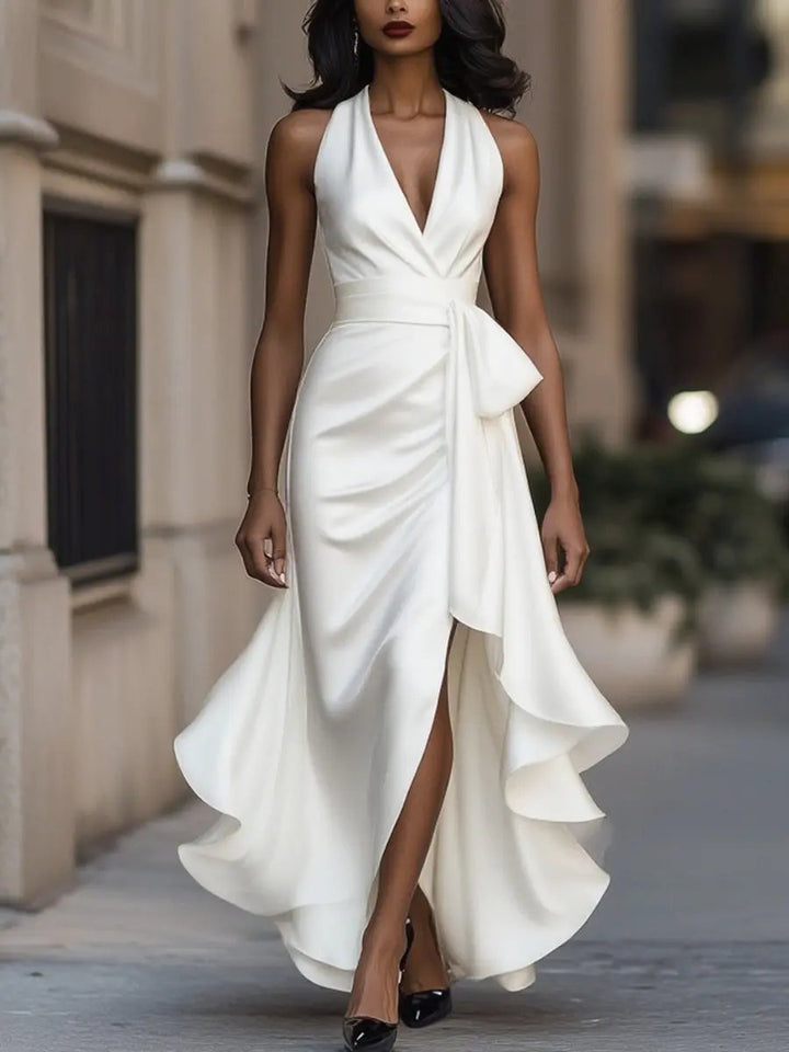 Women's Elegant Fall Wedding Guest Dress in White