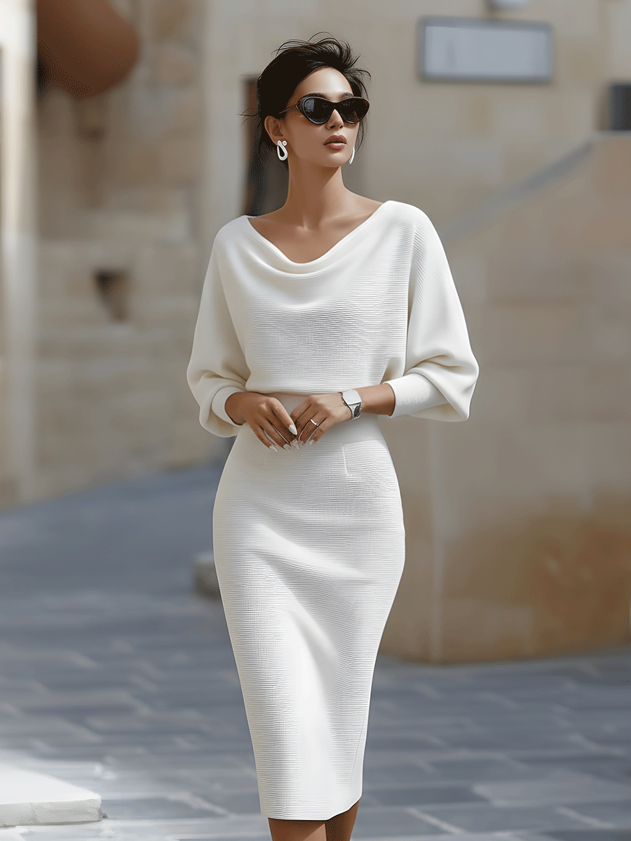 Women's Elegant Fall Wedding Guest Midi Dress